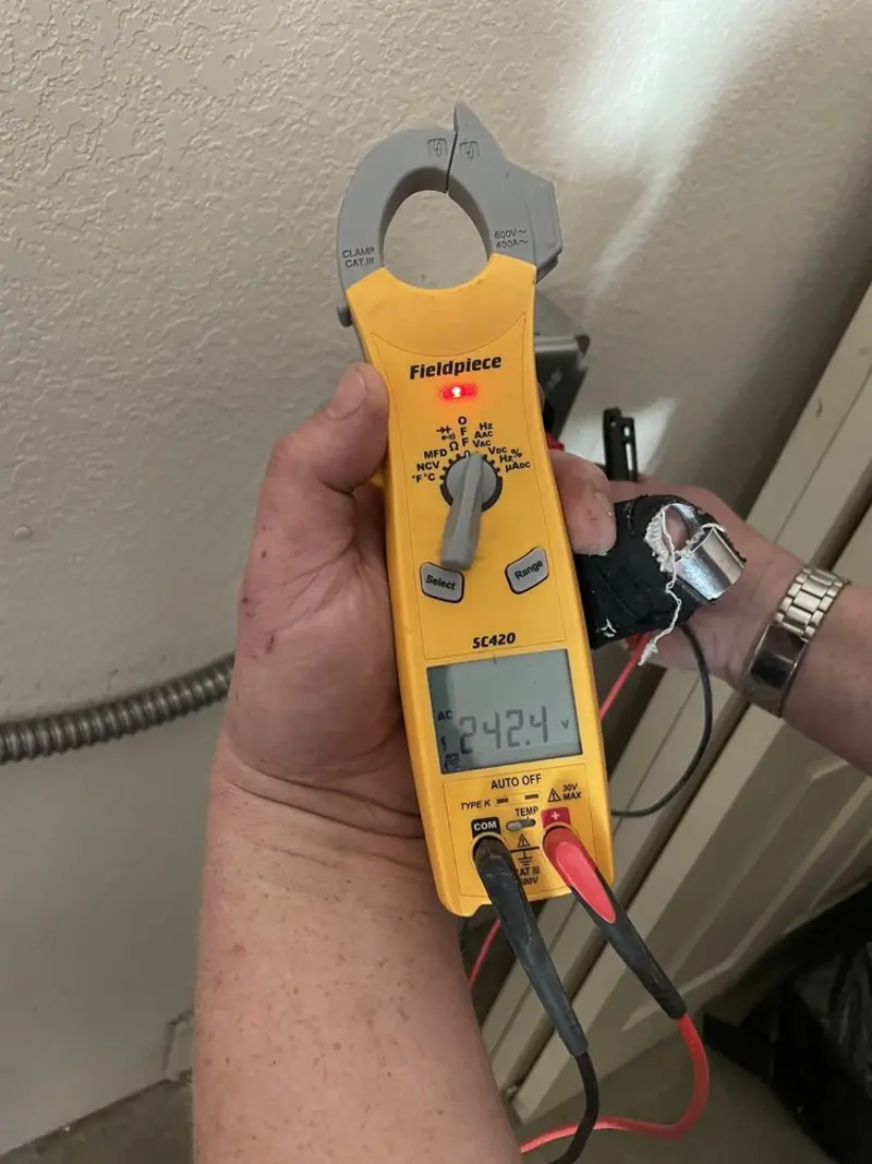 Voltage testing with clamp meter during Generator Installation in Anacortes
